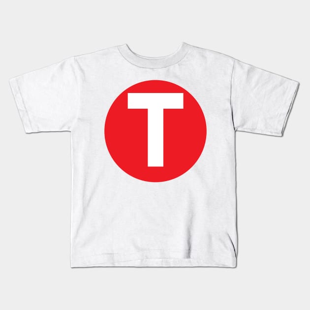 Letter T Big Red Dot Letters & Numbers Kids T-Shirt by skycloudpics